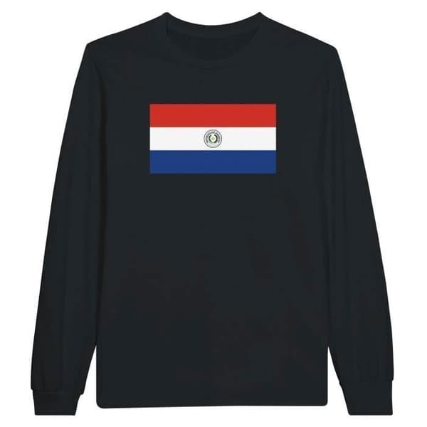 Långärmad t-shirt - PIXELFORMA - Flag of Paraguay - Svart - Normal passform - Vuxen