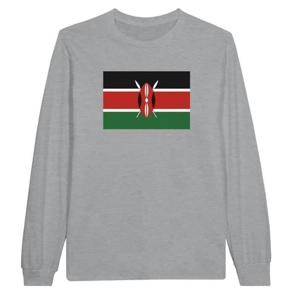 Långärmad T-shirt - PIXELFORMA - Botswana flagga - Grå - Klassisk krage - Regular passform