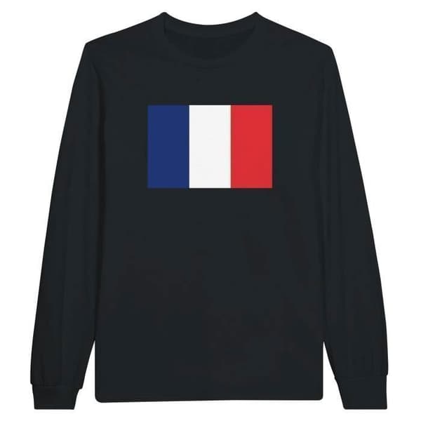 Långärmad t-shirt - PIXELFORMA - Frankrikes flagga - 100 % bomull - Långa ärmar - Optimal komfort