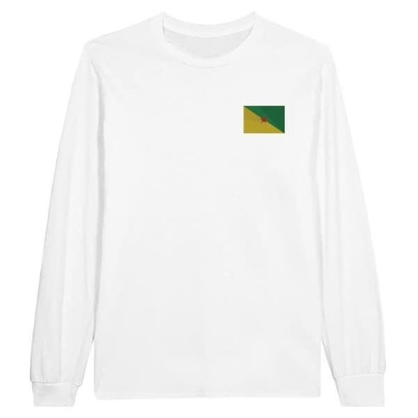 Guyana Flag Broderi Långärmad T-shirt i Vit