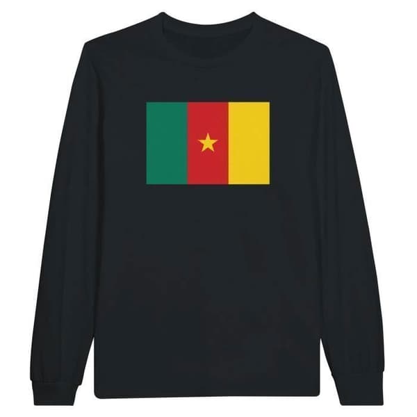 T-shirt med långa ärmar - PIXELFORMA - Kameruns flagga - 100% bomull - Långa ärmar - Regular fit