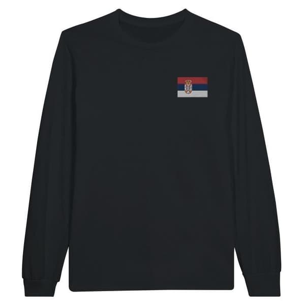 T-shirt med långa ärmar - PIXELFORMA - Serbiens flagga - 100% bomull - Långa ärmar - Optimal komfort