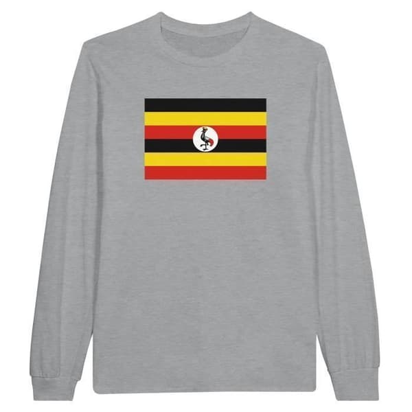 Långärmad t-shirt - PIXELFORMA - Ugandas flagga - 100 % bomull - Långa ärmar - Optimal komfort