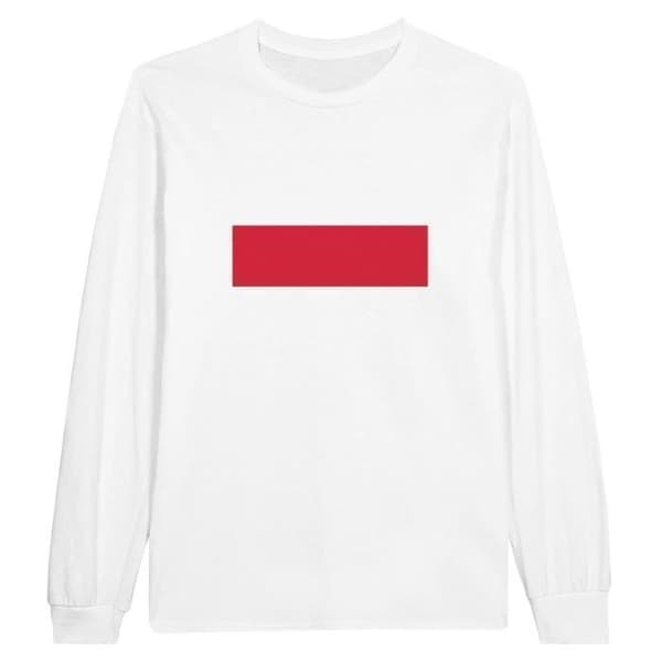 Långärmad t-shirt - PIXELFORMA - Flag of Poland - Vit - Normal passform - Klassisk krage