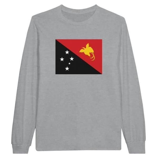 Långärmad T-shirt - Papua Nya Guinea - Grå - 100% bomull - Normal passform - Unisex