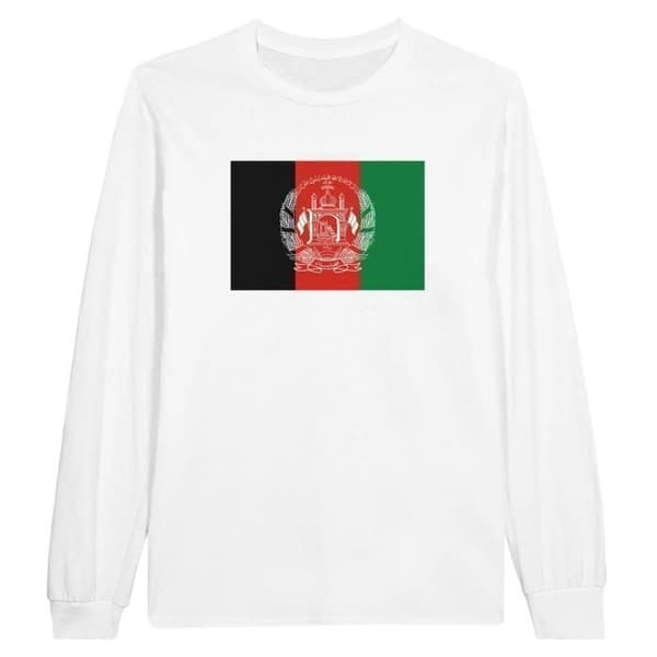 Långärmad T-shirt - Afghanistans flagga - Vit - 100% bomull - Regular fit - Långärmad