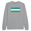 Miniatyrbild 1 av 3: T-shirt med långa ärmar - PIXELFORMA - Uzbekistan flagga - 100% bomull - Grå - Klassisk passform