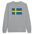 Miniatyrbild 1 av 3: T-shirt med långa ärmar - PIXELFORMA - Sveriges flagga - 100% bomull - Långa ärmar - Grå
