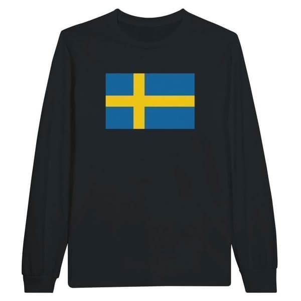 Långärmad t-shirt - PIXELFORMA - Svenska flaggan - Svart - 100% bomull - Regular