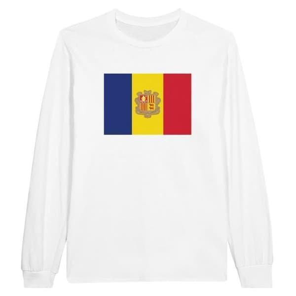 T-shirt med lång ärm - PIXELFORMA - Andorra flagga - 100% bomull - Lång ärm - Regular fit