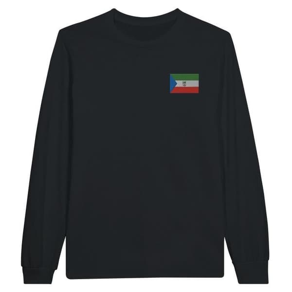 Ekvatorialguinea Flagga Broderi Långärmad T-shirt i Svart