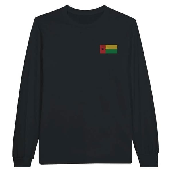 Långärmad T-shirt - Guinea-Bissaus flagga - Svart - 100% bomull - Långa ärmar - Klassisk krage