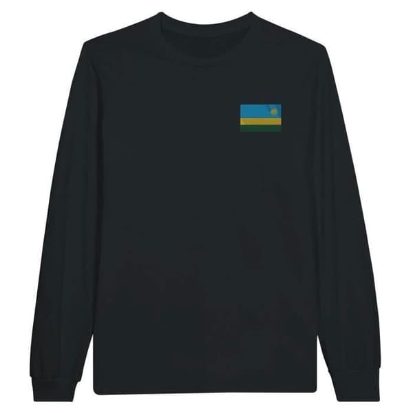 Långärmad T-shirt - PIXELFORMA - Rwandas flagga - 100% bomull - Långa ärmar - Optimal komfort