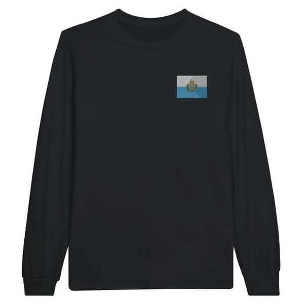 San Marino Flag Broderad långärmad T-shirt i Svart