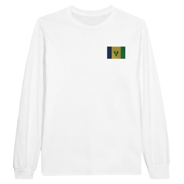 Saint Vincent och Grenadinernas flagga Broderi Långärmad T-shirt i vitt