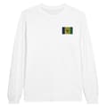 Miniatyrbild 1 av 3: Saint Vincent och Grenadinernas flagga Broderi Långärmad T-shirt i vitt