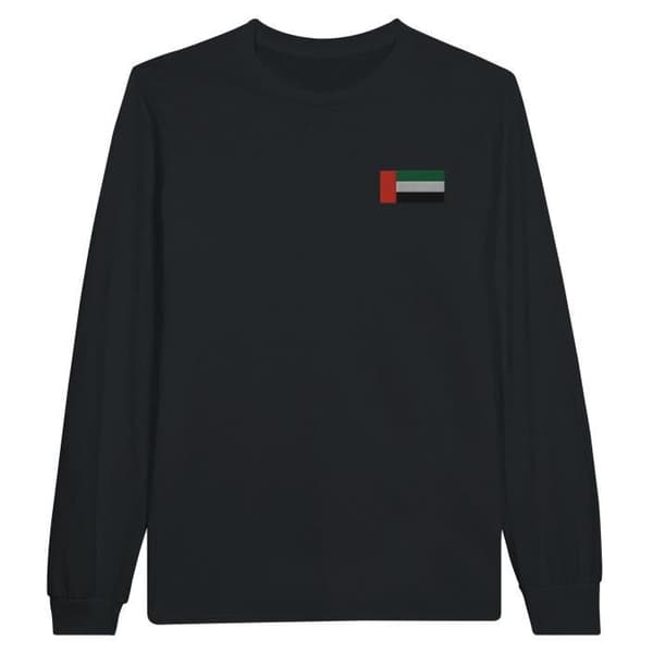 PIXELFORMA långärmad T-shirt - Förenade Arabemiraten Flagga - Svart - Klassisk krage