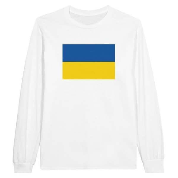 Långärmad t-shirt - PIXELFORMA - Flag of Ukraine - Vit - Normal passform - Vuxen