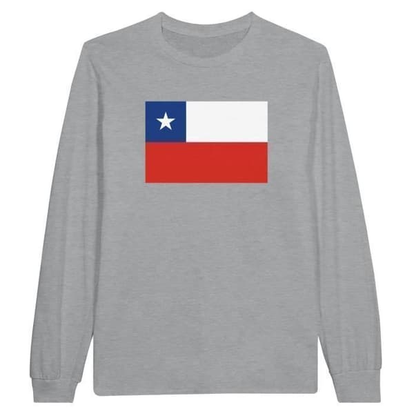 Långärmad t-shirt - PIXELFORMA - Chiles flagga - 100 % bomull - Långa ärmar - Optimal komfort