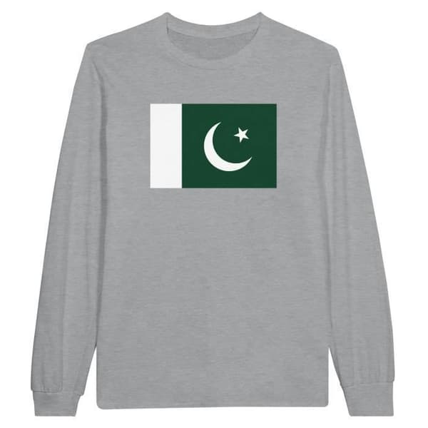 T-shirt med långa ärmar - PIXELFORMA - Pakistans flagga - 100% bomull - Grafit Heather - Optimal komfort