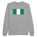 Miniatyrbild 1 av 3: T-shirt med långa ärmar - PIXELFORMA - Nigerias flagga - Grå - 100% bomull - Vuxen