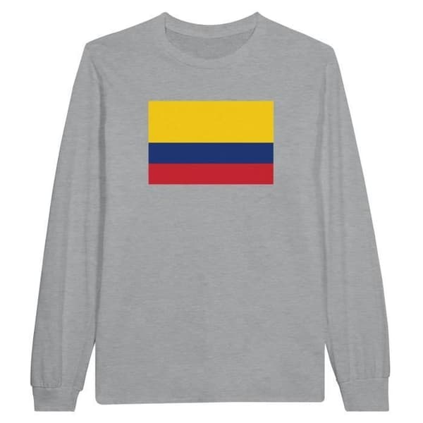 Långärmad t-shirt - PIXELFORMA - Flag of Colombia - 100% bomull - Långa ärmar - Grå