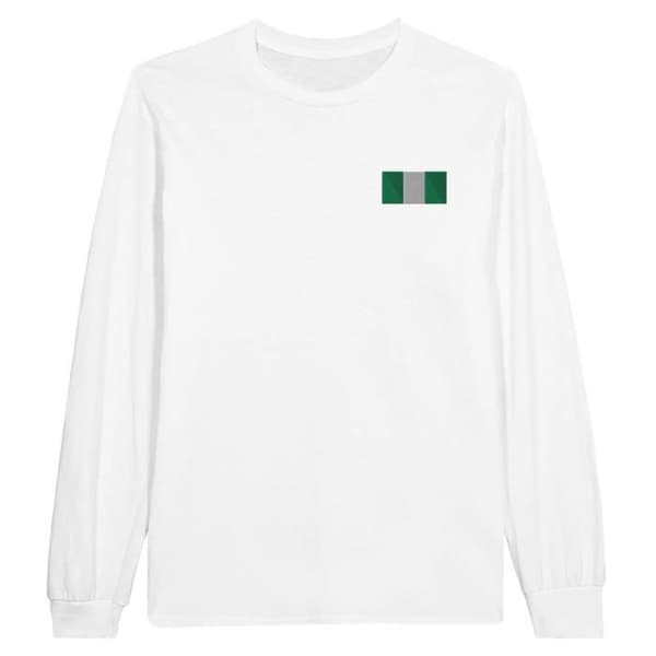 T-shirt med långa ärmar - PIXELFORMA - Nigerias flagga - 100% bomull - Långa ärmar - Optimal komfort