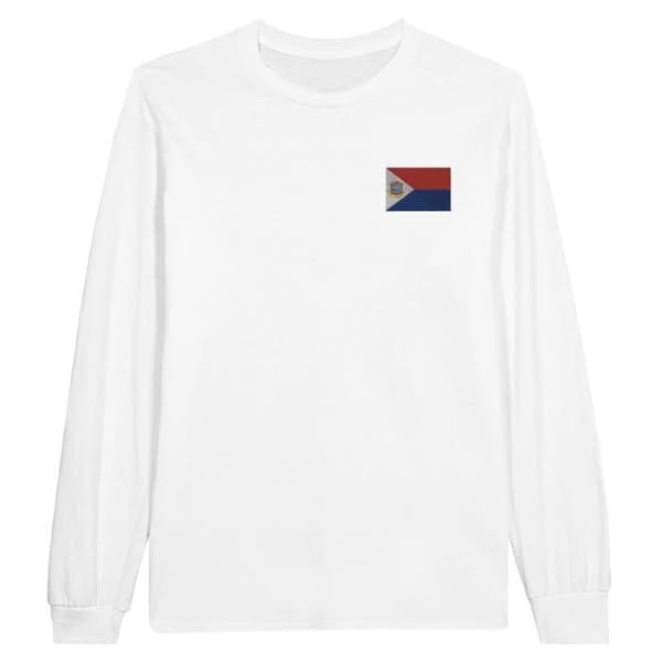 Långärmad t-shirt med Saint Martin flaggbroderi i Vit
