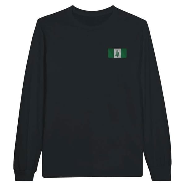 T-shirt med långa ärmar - Norfolk Island flagga - Svart - 100% bomull - Långa ärmar - Klassisk krage