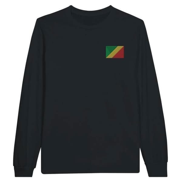 Långärmad t-shirt - Kongo Republiken flagga - Svart - 100% bomull - Regular fit - Unisex