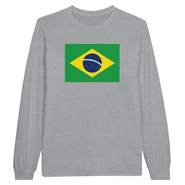 T-shirt med långa ärmar - PIXELFORMA - Brasiliens flagga - 100% bomull - Långa ärmar - Optimal komfort