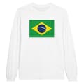 Miniatyrbild 1 av 3: Långärmad t-shirt - PIXELFORMA - Brasiliens flagga - Vit - Vanlig - Vuxen