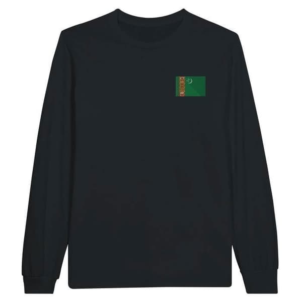 Långärmad t-shirt - Turkmenska flaggan - Svart - 100% bomull - Långa ärmar - Rundad hals