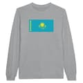 Miniatyrbild 1 av 3: Långärmad T-shirt - PIXELFORMA - Kazakstans flagga - Grå - 100% bomull - Herr