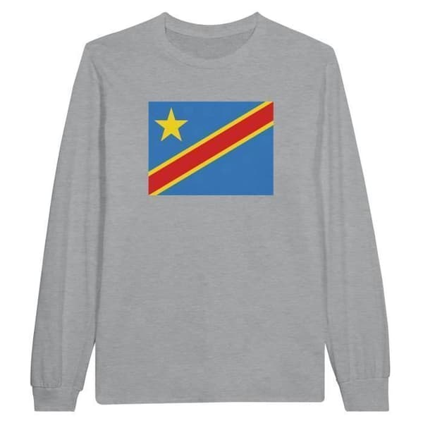 Demokratiska republiken Kongos flagga långärmad T-shirt i grått