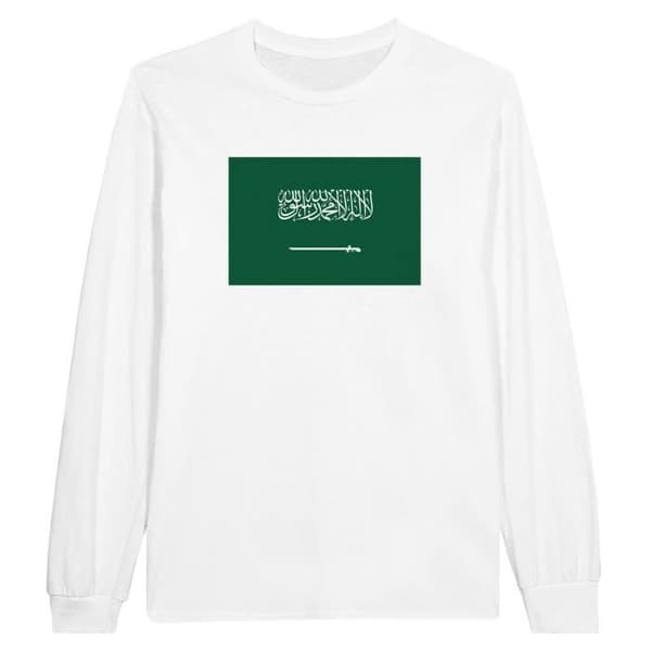 T-shirt med lång ärm - MÄRKE - Saudiarabiens flagga - 100% bomull - Klassisk passform - Unisex