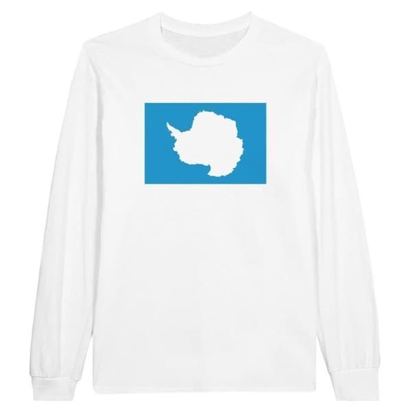 Långärmad t-shirt - PIXELFORMA - Antarktis flagga - Vit - Klassisk krage - Vuxen