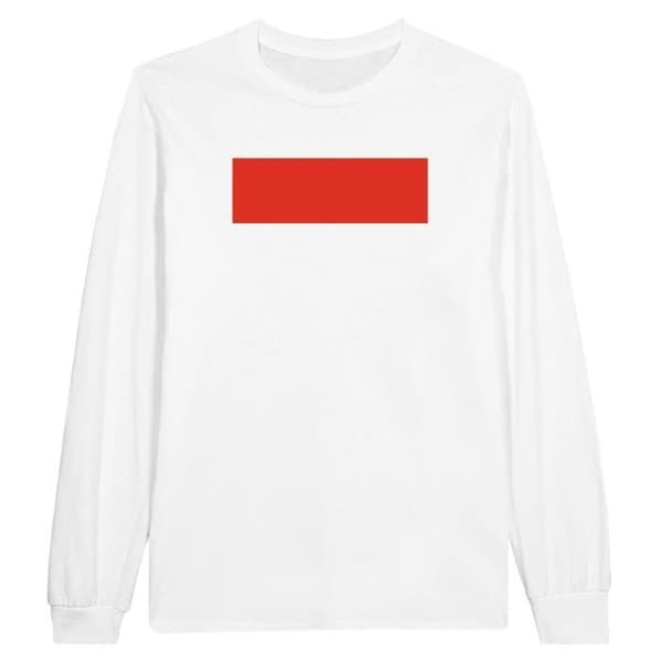 Långärmad t-shirt - PIXELFORMA - Indonesiens flagga - Vit - Vanlig - Vuxen