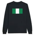 Miniatyrbild 1 av 3: T-shirt med långa ärmar - PIXELFORMA - Nigerias flagga - Svart - 100% bomull - Herr