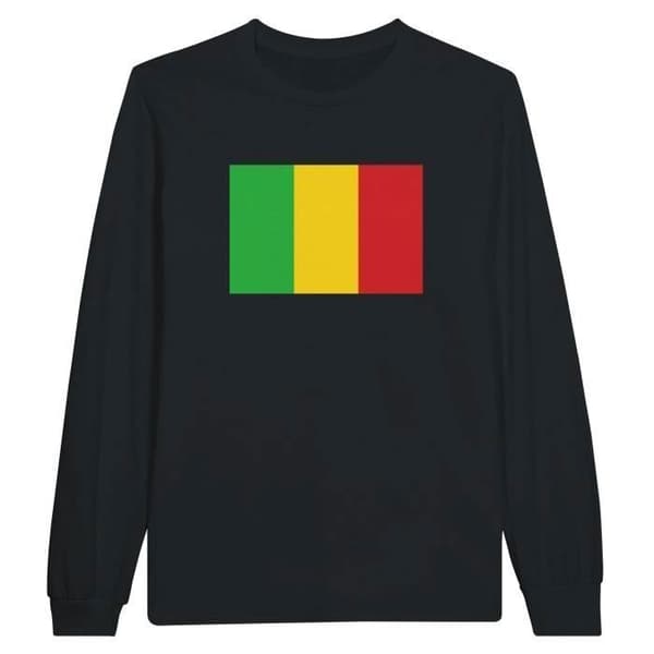 Långärmad T-shirt - PIXELFORMA - Malis flagga - Svart - 100% bomull - Herr