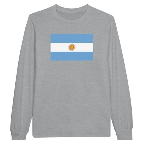 Långärmad T-shirt - PIXELFORMA - Argentinas flagga - Grå - 100% bomull - Vuxen