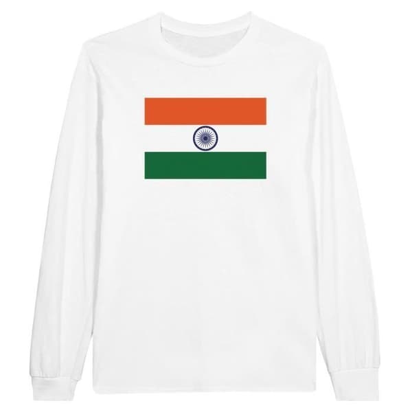T-shirt med långa ärmar - PIXELFORMA - Indiens flagga - 100% bomull - Långa ärmar - Klassisk krage