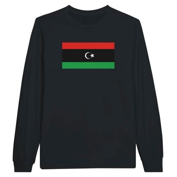 T-shirt med långa ärmar - PIXELFORMA - Libyens flagga - 100% bomull - Långa ärmar - Optimal komfort