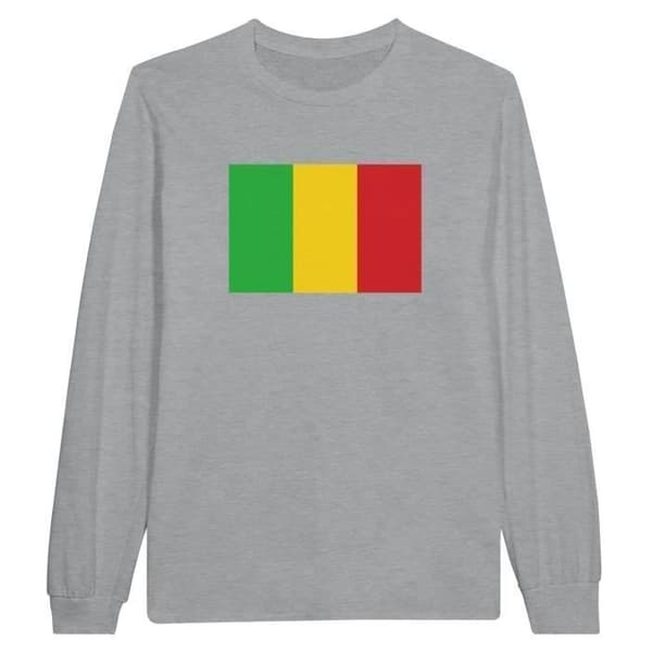 T-shirt med långa ärmar - PIXELFORMA - Malis flagga - Grå - 100% bomull - Herr