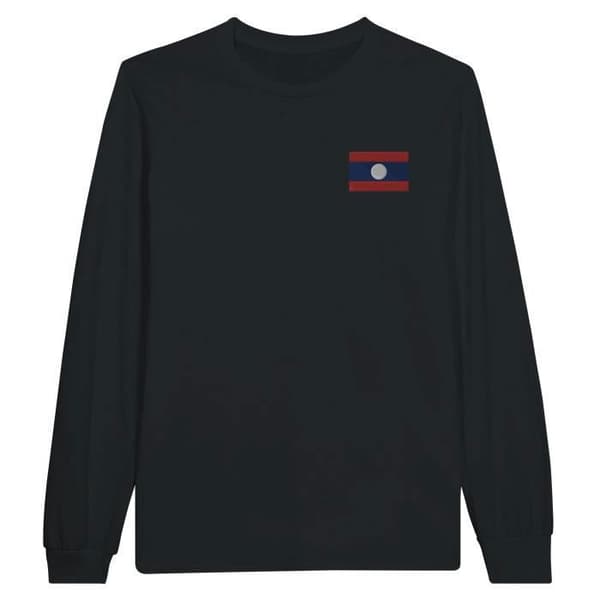 Långärmad t-shirt - PIXELFORMA - Flag of Laos - 100 % bomull - Långa ärmar - Optimal komfort