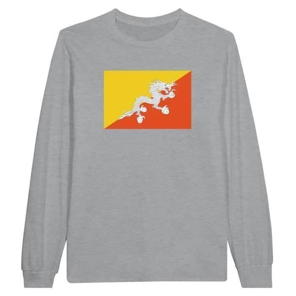 Långärmad t-shirt - PIXELFORMA - Bhutan flagga - 100% bomull - Långa ärmar - Optimal komfort