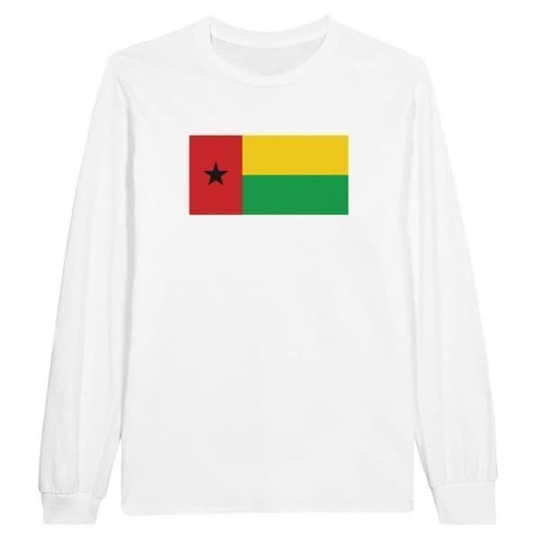 Långärmad t-shirt - Guinea-Bissau flagga - Vit - 100% bomull - Regular fit - Unisex