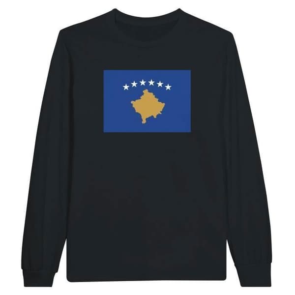 T-shirt med långa ärmar - PIXELFORMA - Kosovos flagga - 100% bomull - Långa ärmar - Regular fit