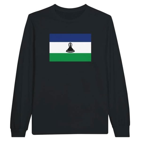 Långärmad T-shirt - PIXELFORMA - Lesothos flagga - 100% bomull - Långärmad - Unisex