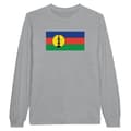 Miniatyrbild 1 av 3: Långärmad T-shirt - PIXELFORMA - Nya Kaledoniens flaggor - 100% bomull - Grå - Långärmad